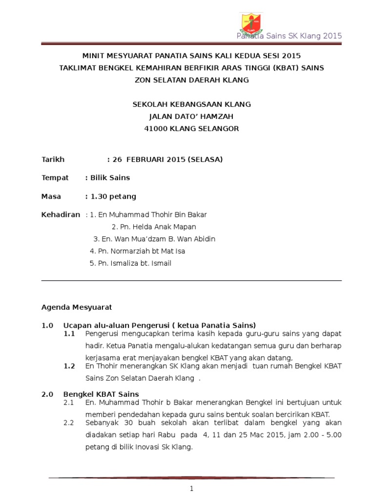 Agenda Mesyuarat Kbat