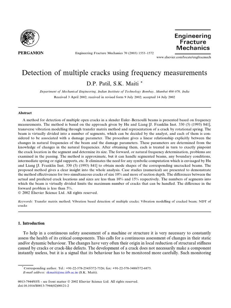 Detection of Multiple Cracks Using Frequency Measurements 2003 ...