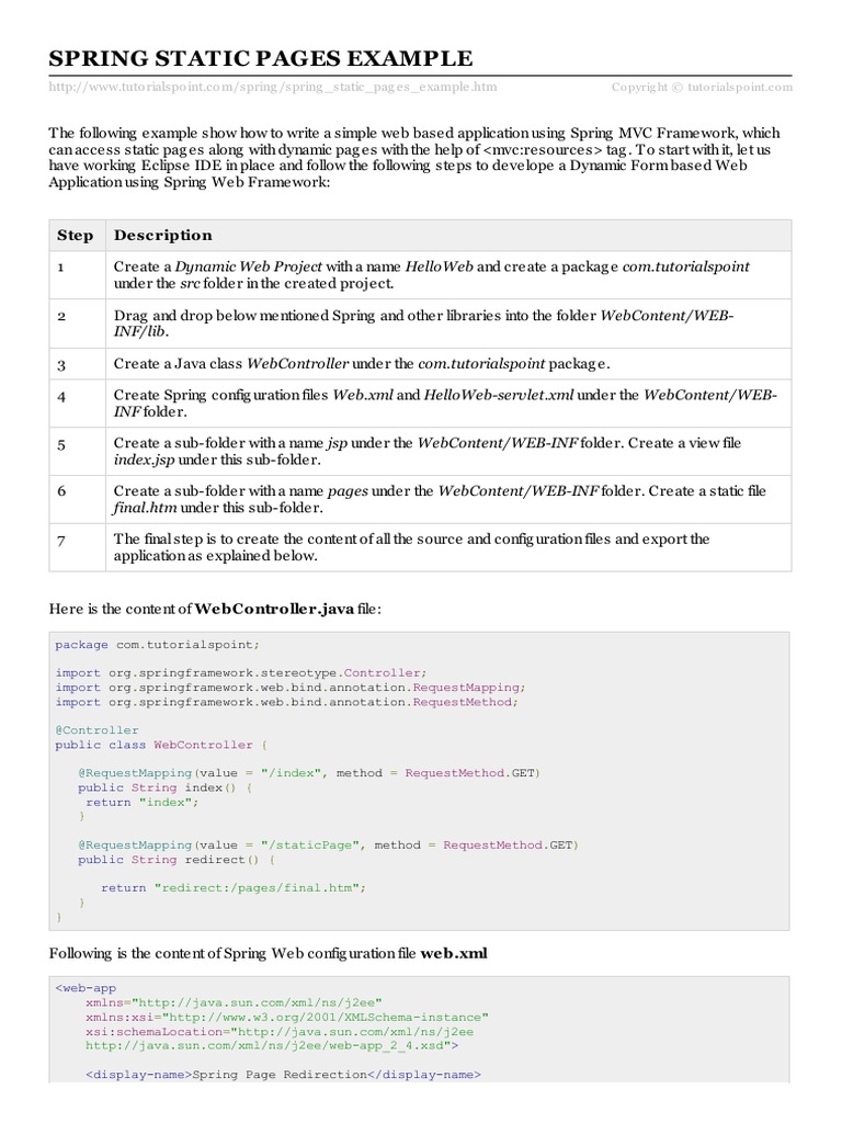 Spring Static Pages Example | PDF | Java Server Pages | World Wide Web