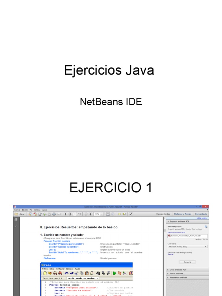 Ejercicios de Java en NetBeans IDE | PDF | Métodos y materiales de ...