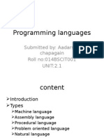 Programming Languages: Submitted By: Aadarsha Chapagain Roll no:014BSCIT001 UNIT:2.1