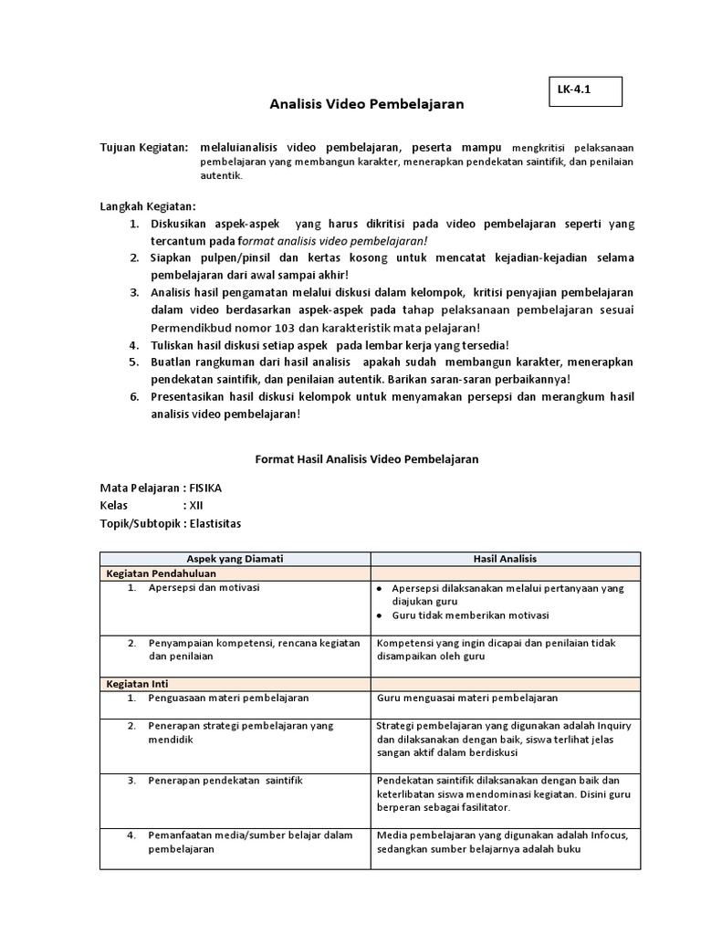 11 Lk 4 1 Analisis Video Pembelajaran