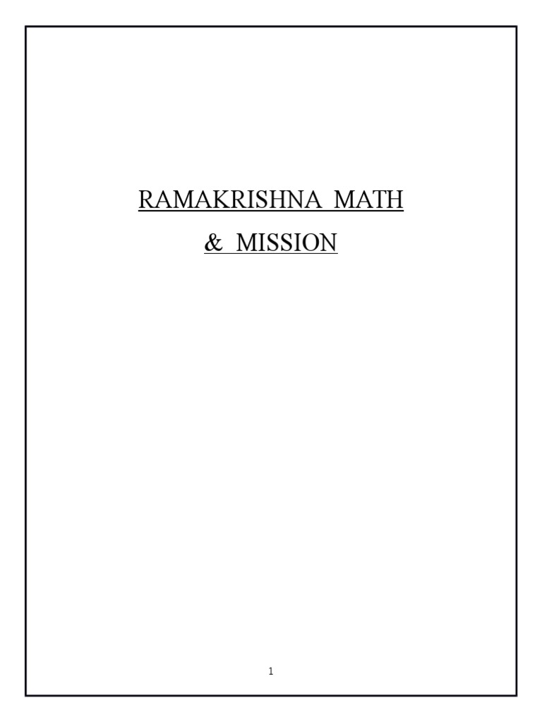 Ramakrishna Math and Mission Overview | PDF | Social Science | Religion ...