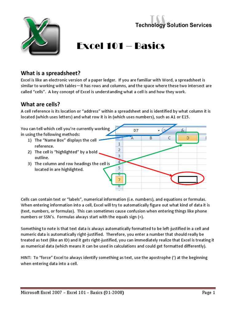 Excel 101: Basics and Functions | PDF