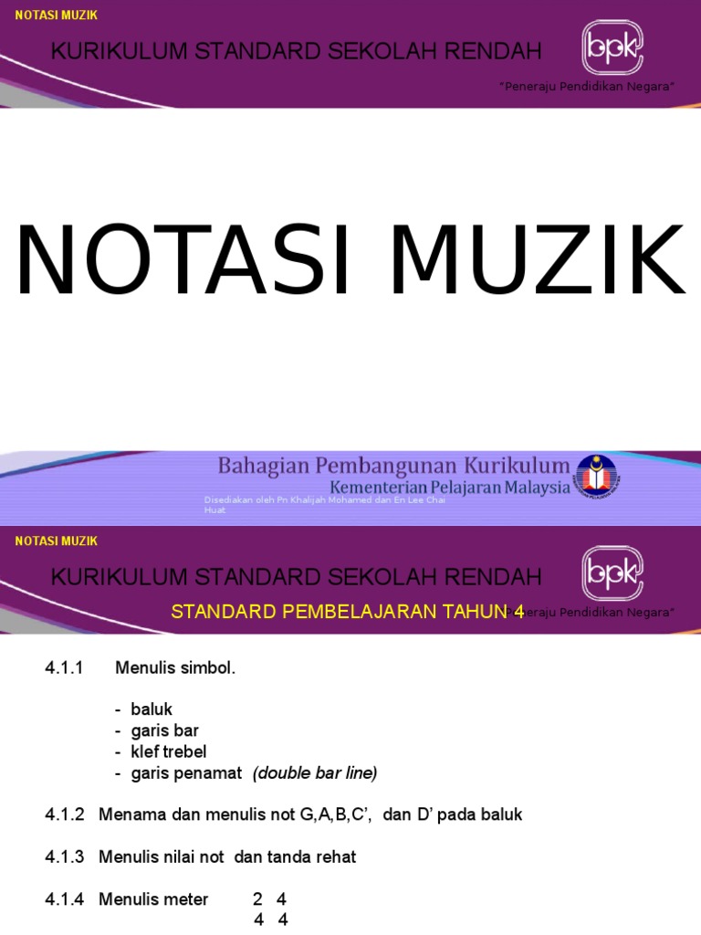 Notasi Muzik Tahun 4 Pdf