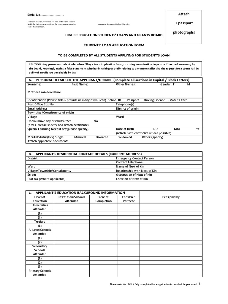 Student Loan Application Form 2020 | PDF | Loans | Identity Document