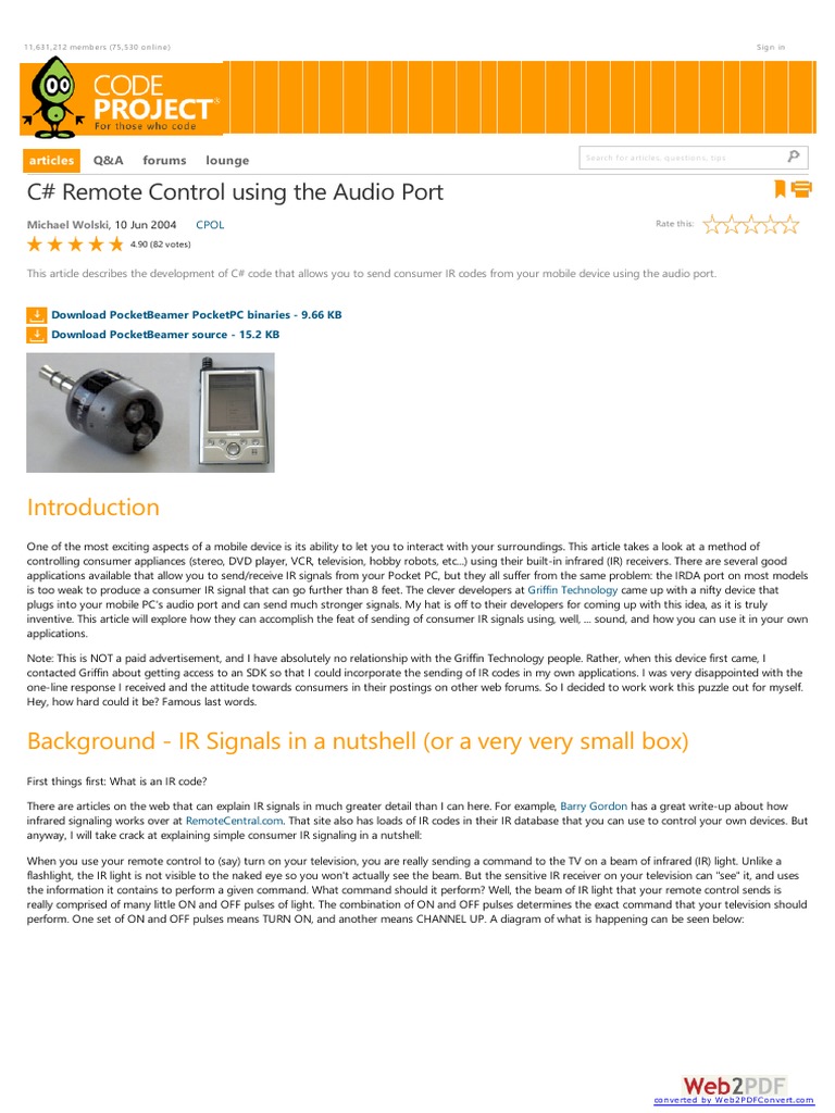 Smartphone Ir Remote Control Pdf Infrared Remote Control