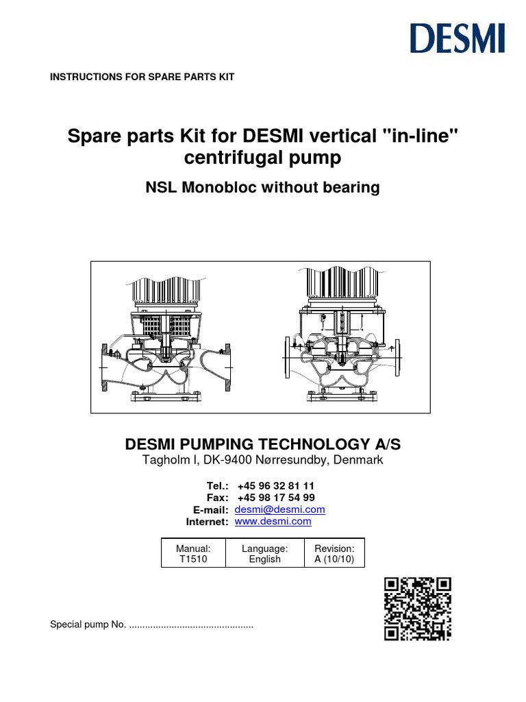 Manual Bomba DESMI DK9400 PDF Pump Screw