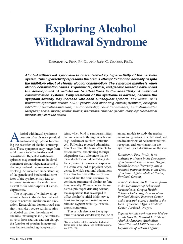 Exploring Alcohol Withdrawal PDF Gamma Aminobutyric Acid Alcoholism