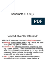 Sonorants /L, R, W, J