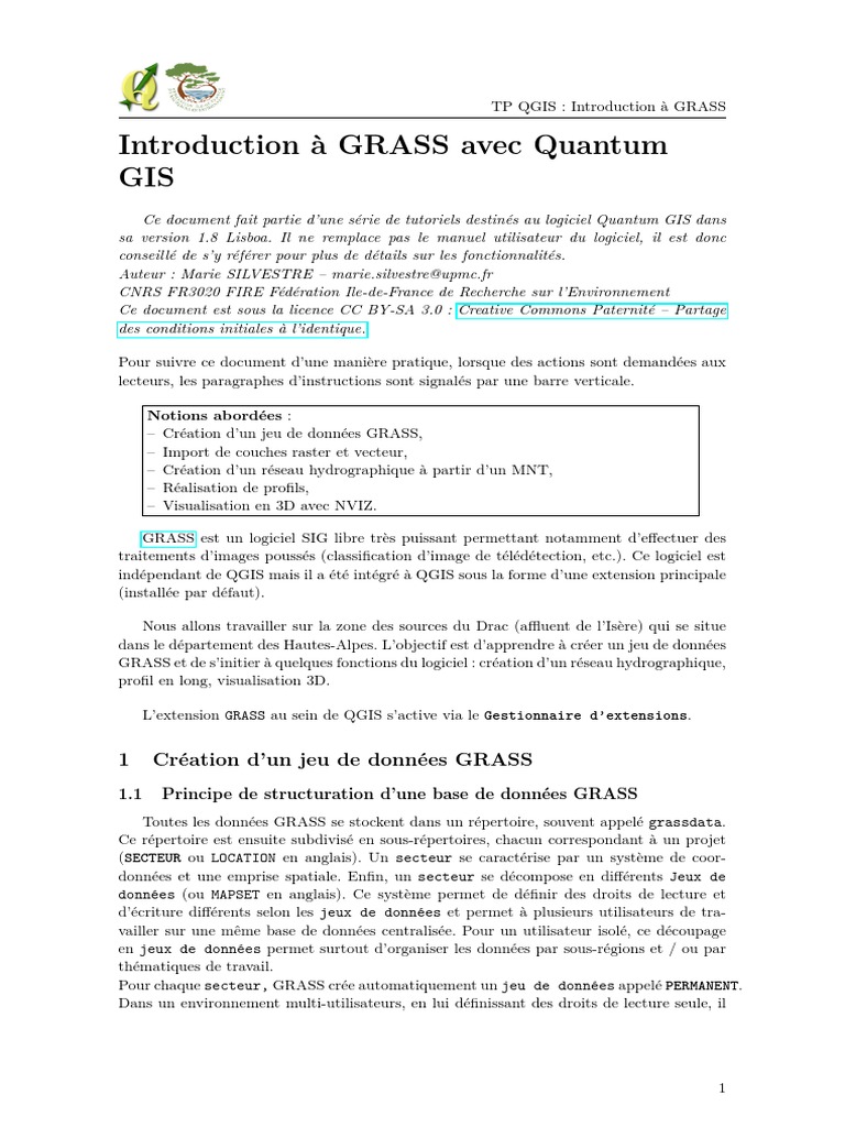 Introduction à GRASS dans QGIS | PDF | Bassin versant | Bases de données