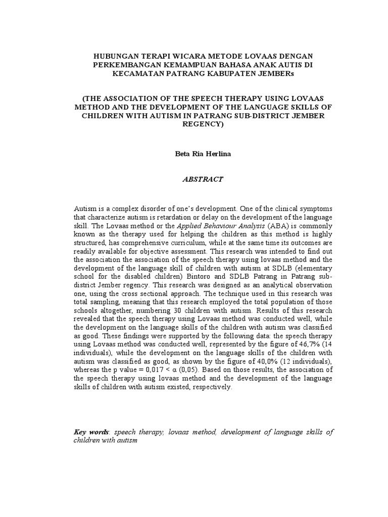 Lovaas Method and Language Skills in Autism | PDF | Self-Improvement