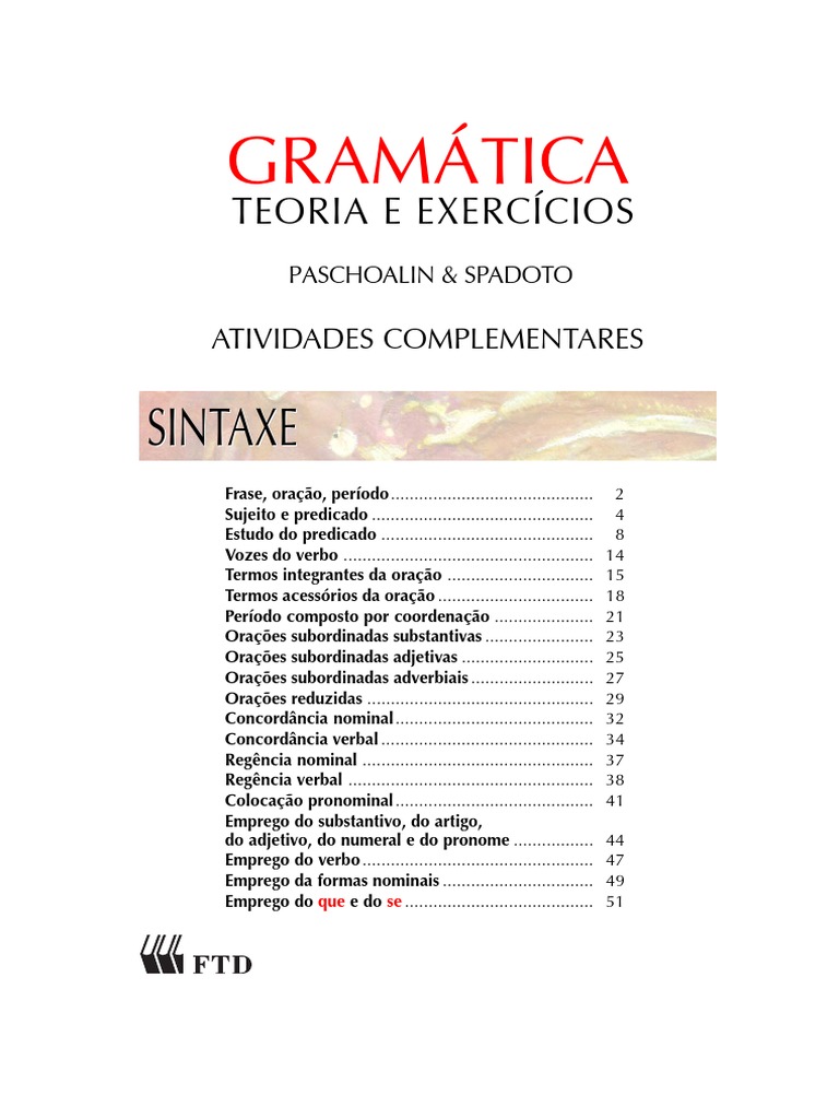 Gramatica Teoria E Atividades Paschoalin E Spadoto