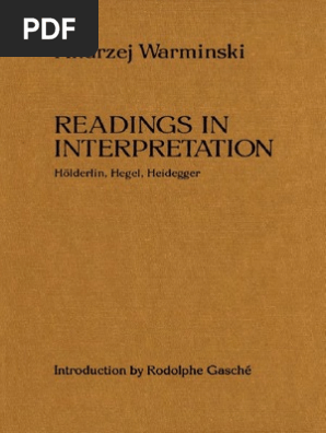 Warminski Andrzej Reading In Interpretation Holderlin Hegel