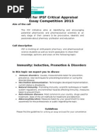 Download Call for IPSF Critical Essay Competition 2015 by International Pharmaceutical Students Federation IPSF SN275926031 doc pdf