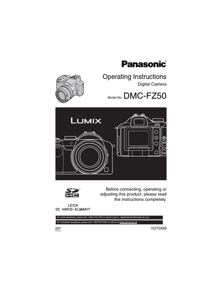Panasonic Lumix DMC-FZ50 Manual | PDF | Battery Charger | Camera