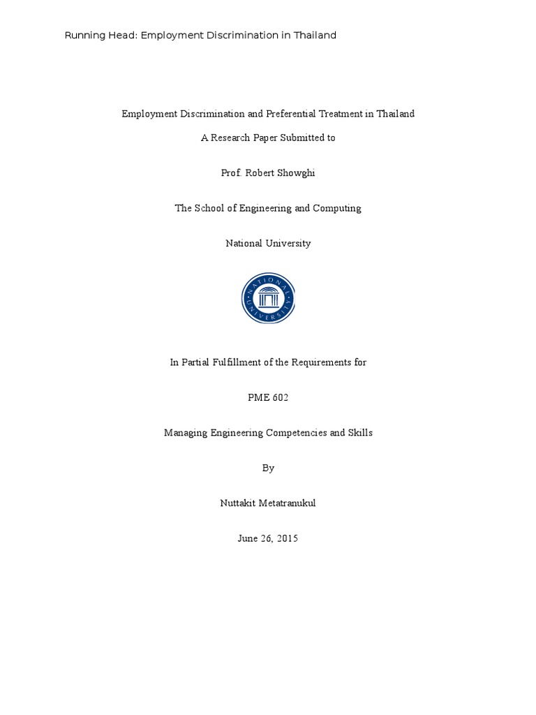 Employment Discrimination and Preferential Treatment in Thailand | PDF ...