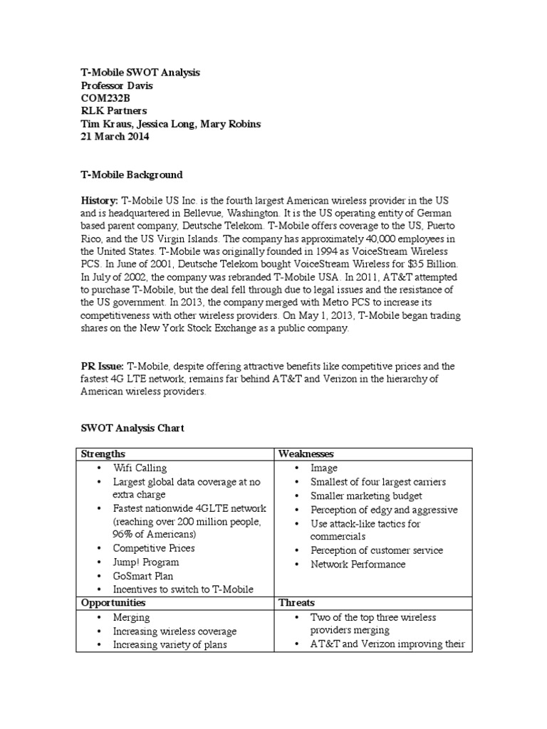 T-mobile strengths and weaknesses picture