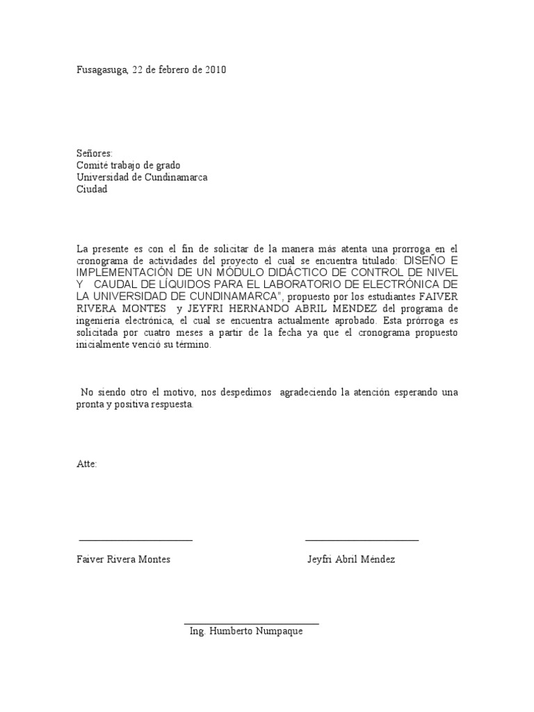 Carta Prorroga Pdf Science Ciencia Y Tecnologia