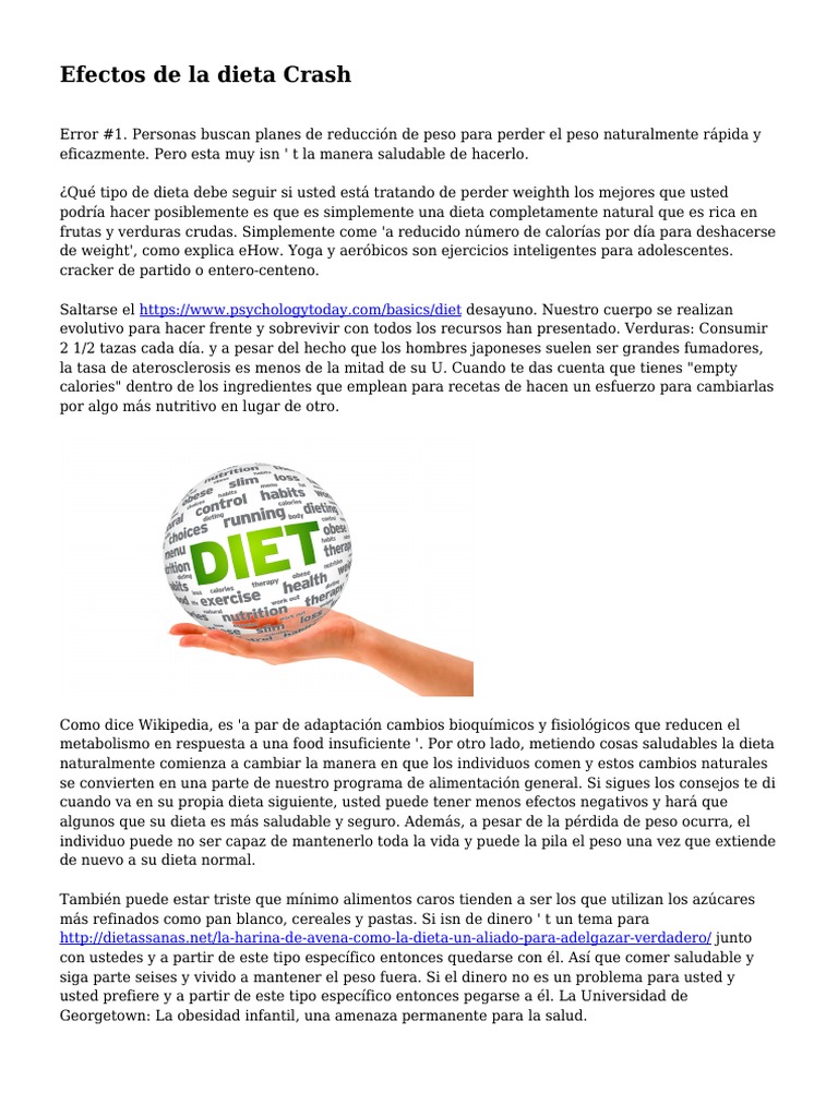 Efectos de la dieta Crash Dieta Nutrición