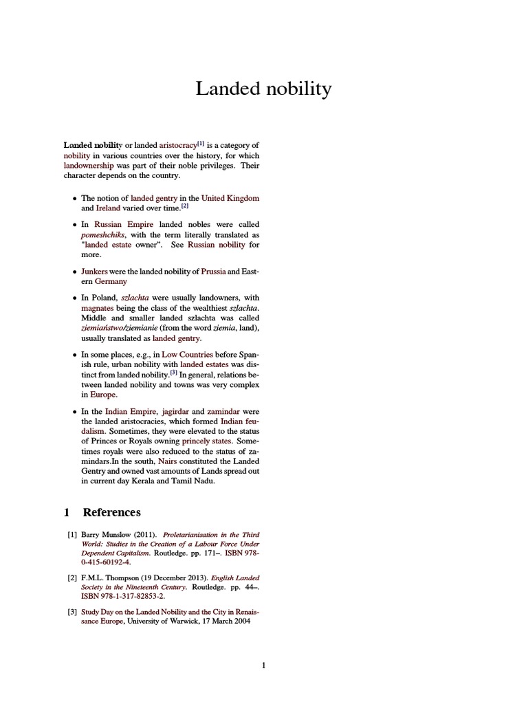 Understanding Landed Nobility | PDF