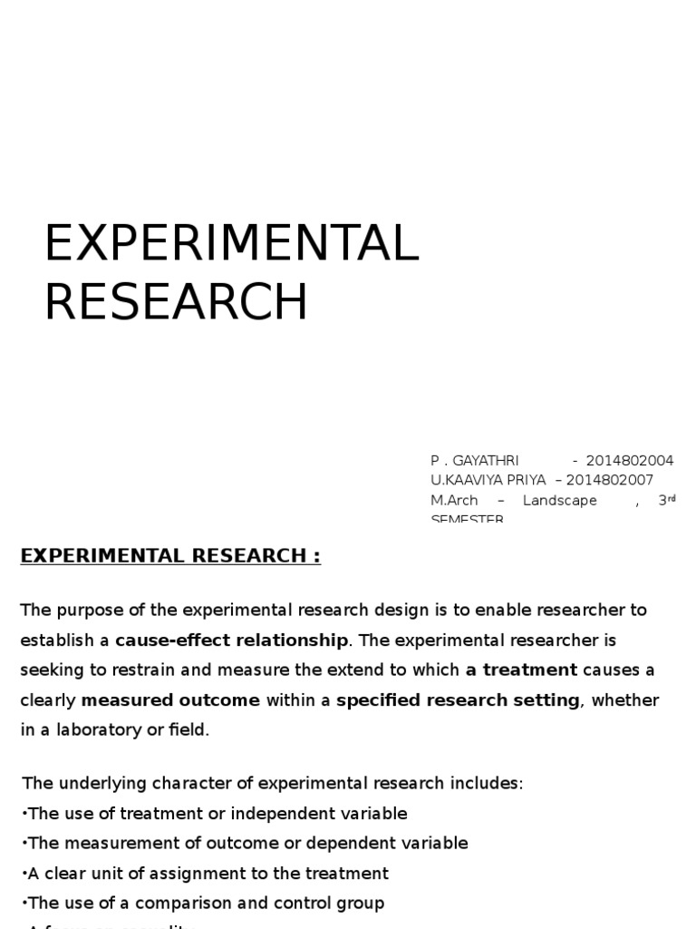 research methods and experimental design pdf