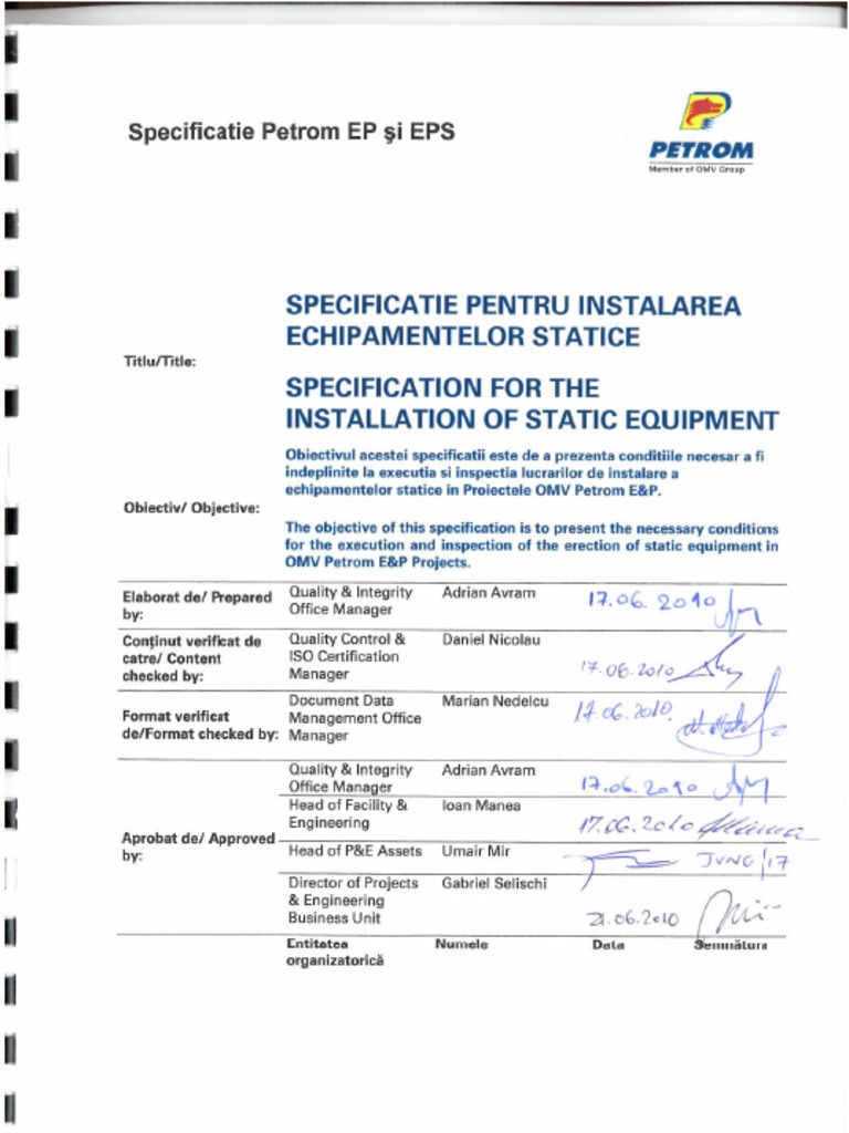 Static Equipment Erection Specification | PDF | Specification ...