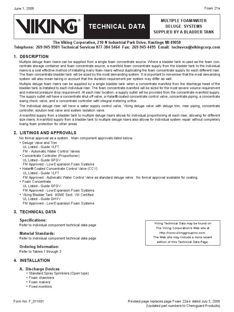 Multiple Foam Deluge System | PDF | Fire Sprinkler System | Valve