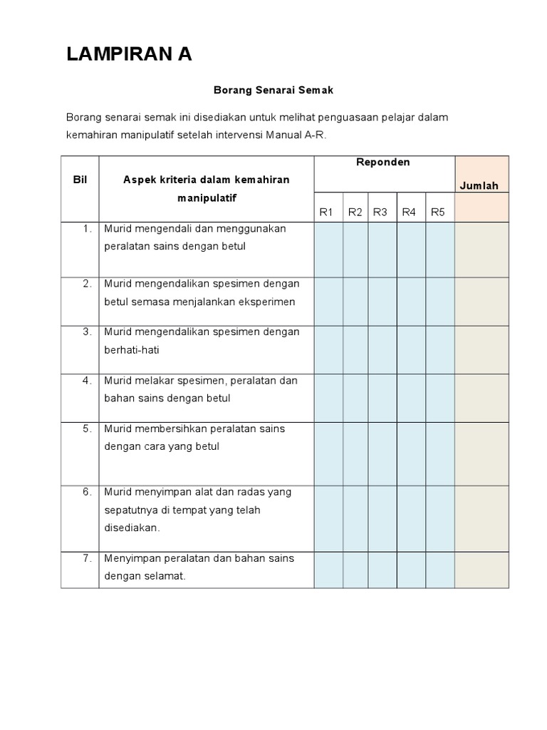 Lampiran A Borang Senarai Semak  PDF