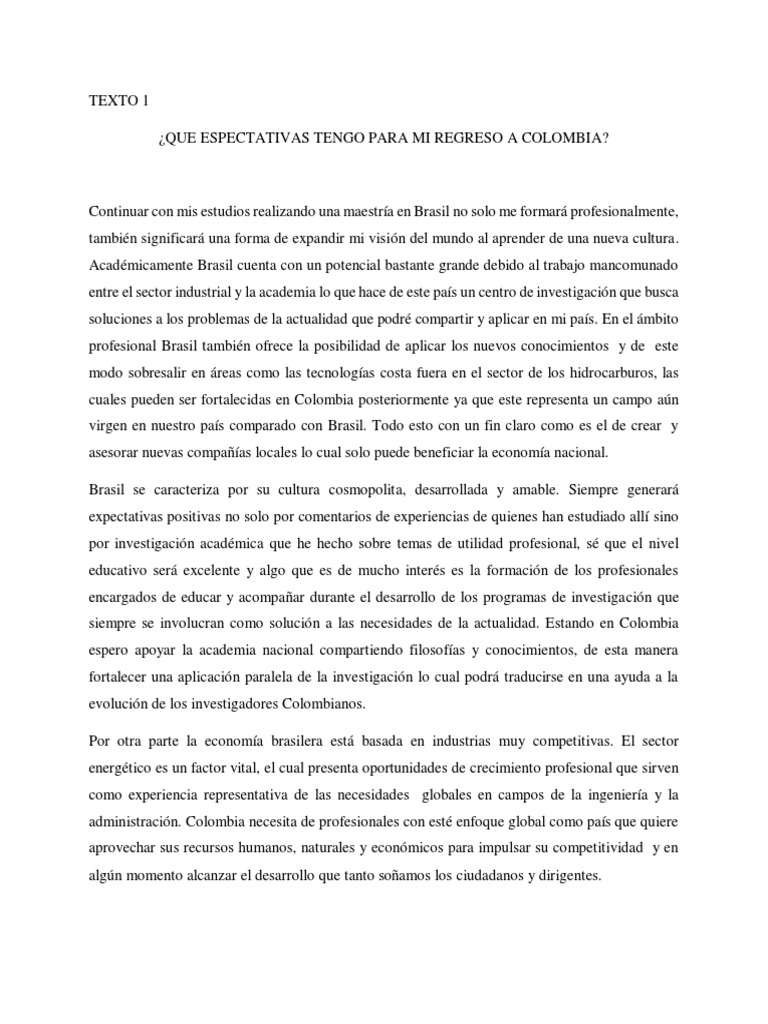 Ensayo Aplicación BECA 1 Colombia Brasil