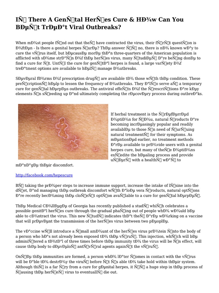 In There A Genn Tal Hern Es Cure Hd W Can You µn T Trdµd T Viral Outbreaks Herpes Simplex Viral Diseases
