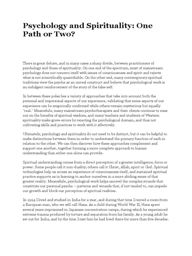 Integrating Psychology & Spirituality | PDF | Spirituality | Consciousness