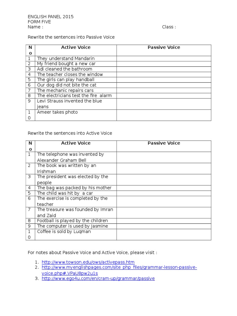 Active and Passive Voice Exercises | PDF