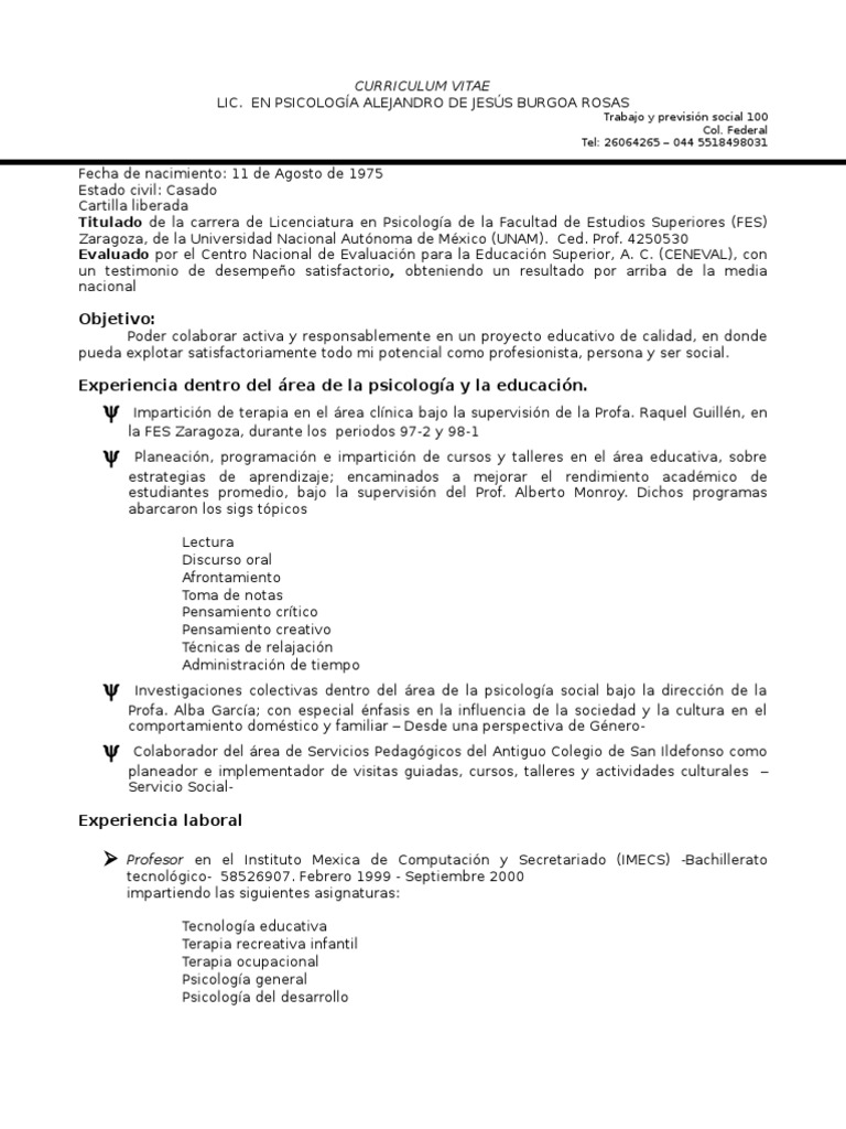 Curriculum para llenar image