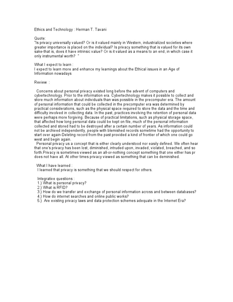 Ethics of Privacy in the Digital Age | PDF