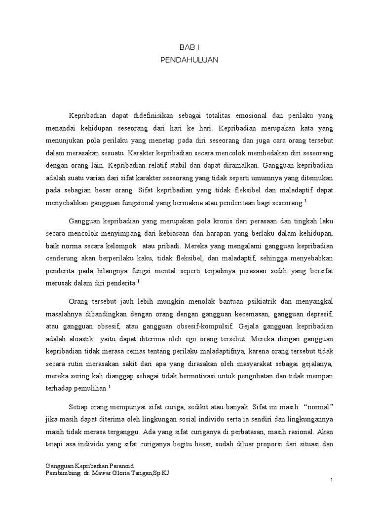 Referat Gangguan Kepribadian Paranoid Pdf