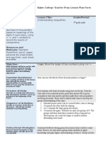 Understanding Inequalities Lesson Plan 2