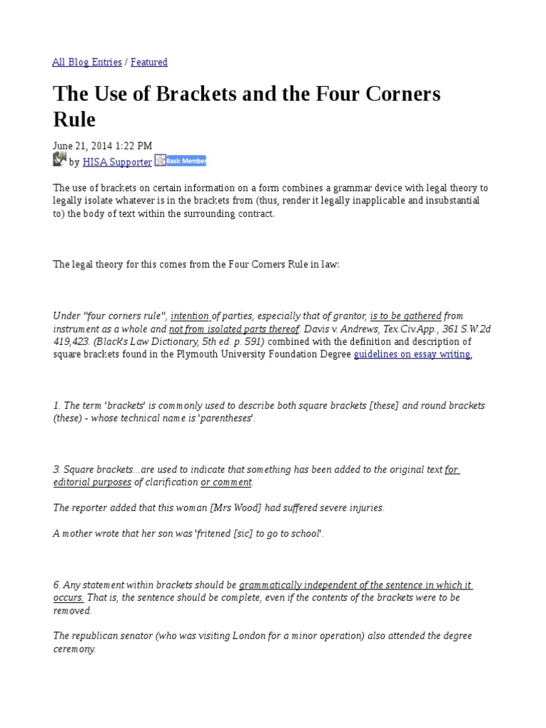 Four Corners Rule PDF Bracket Government