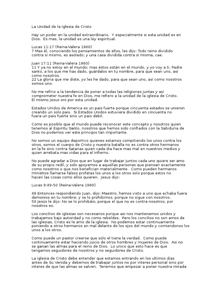 La Unidad de La Iglesia de Cristo | PDF | Cristo (título) | Jesús