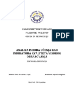 Biljanalungulov - Disertacija. Analiza Ishoda Učenja Kao Indikatora Kvaliteta Visokog Obrazovanja. Doktorska Disertacija.