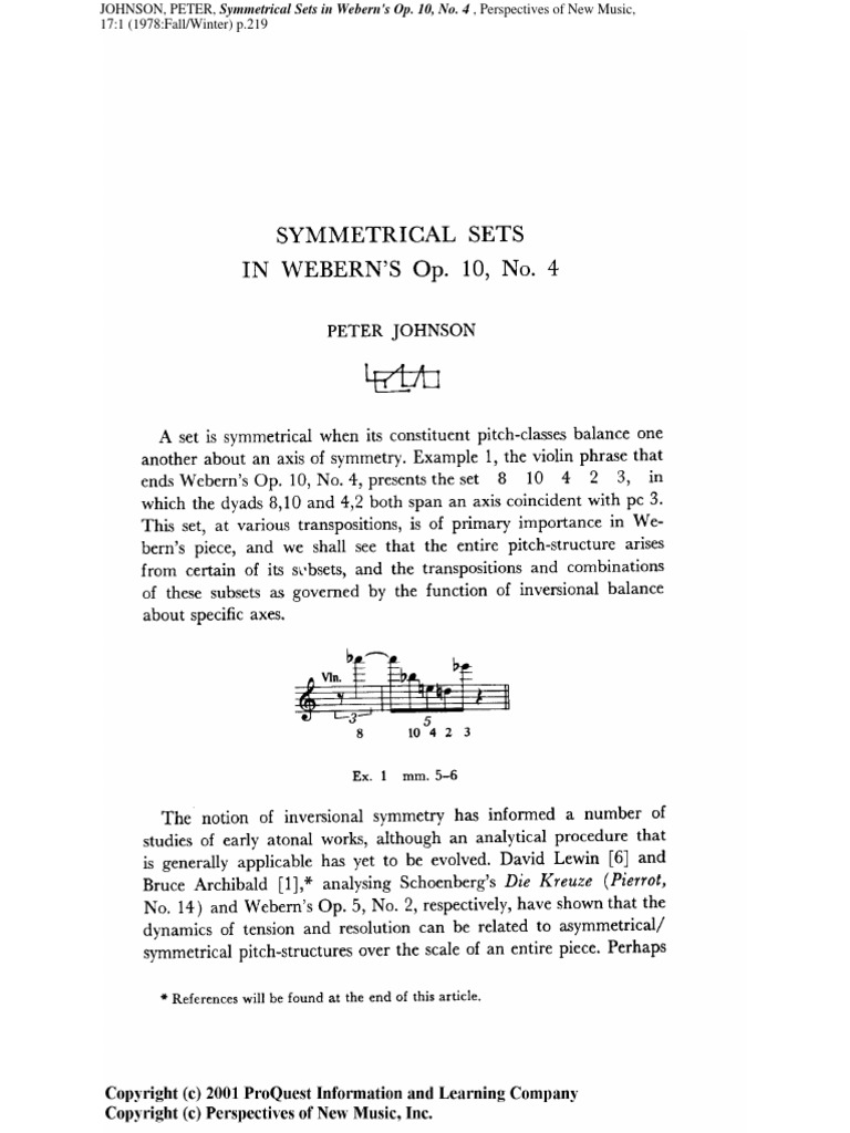 Symmetrical Sets in Webern S Op 10 No 4 | PDF