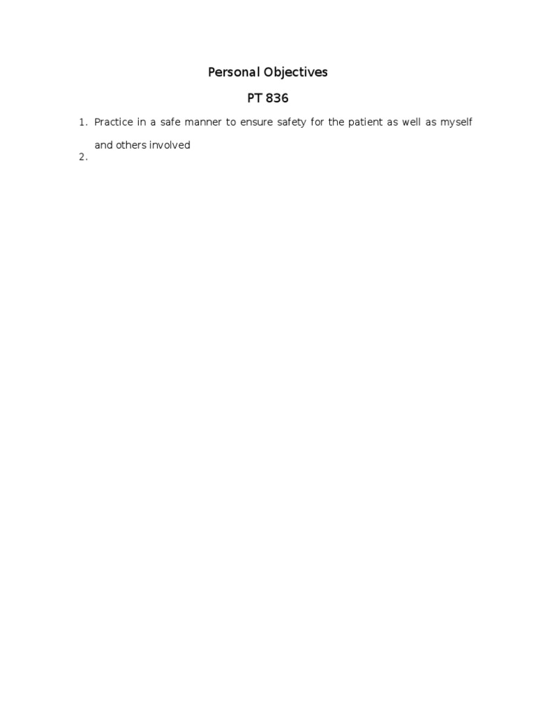 Personal Objectives | PDF