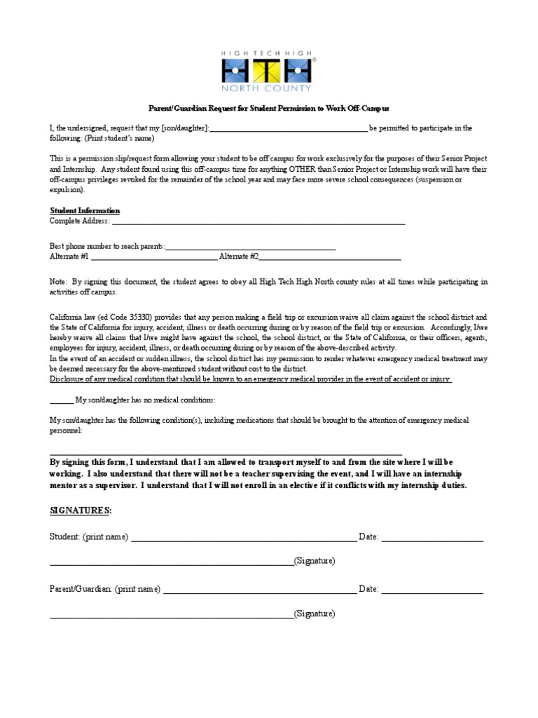Off Campus Form | PDF