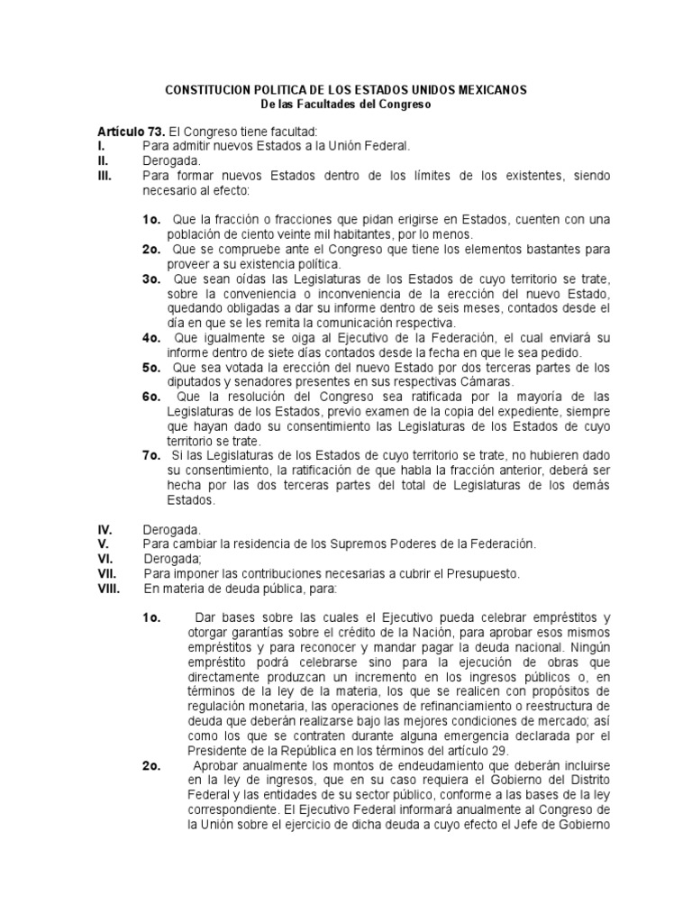 Constitucion Politica de Los Estados Unidos Mexicanos | PDF