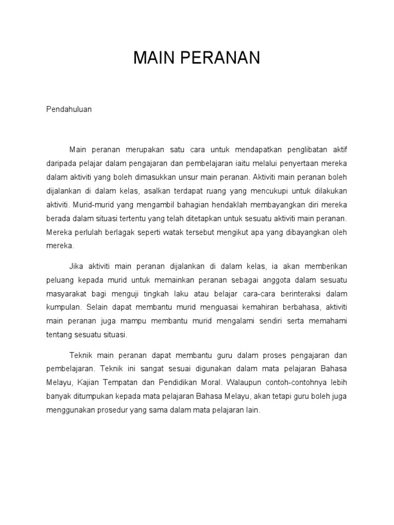 Teknik Main Peranan Pendidikan Kesihatan Muka 2 Pdf