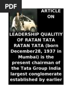 Download Article on Leadership Qualitiy of Ratan Tata by ankita_singh2288443 SN27609119 doc pdf