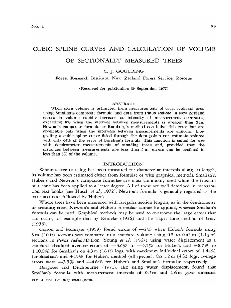 Cubic Spline Curves for Tree Volume Calculation | PDF | Spline ...