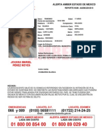 Cedula de Alerta Amber Jovana Mariel Pérez