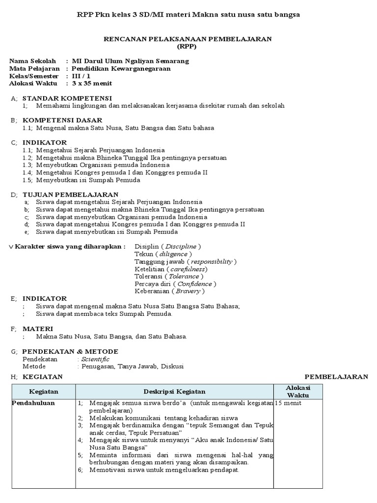 Rpp Pkn Kelas 3 Sd Pdf