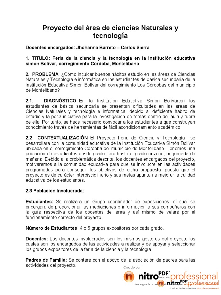 Feria de Ciencia y Tecnología Secundaria | PDF | Science | Ciencia y ...